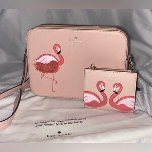 Kate Spade “By the Pool” Flamingo Camera Bag & Wallet Set 🦩